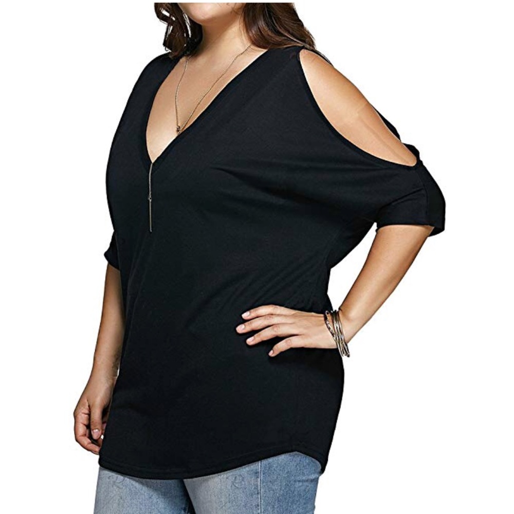 Beautiful women plus size v neck short sleeve top - Picture 5 of 7